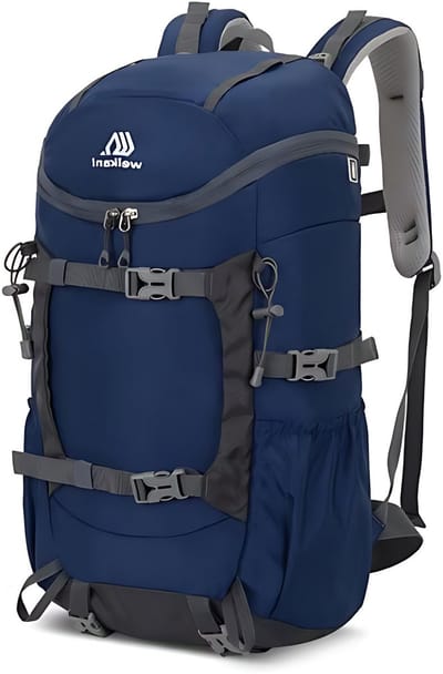 CarryQuest® - 30L Hydratatierugzak - Duurzame Nylon Hiking Backpack met Watercompartiment, Drinksysteem, Rugventilatie, Verstelbare Schouderbanden & Front-/Toploader - 49x28x19 cm - Donkerblauw