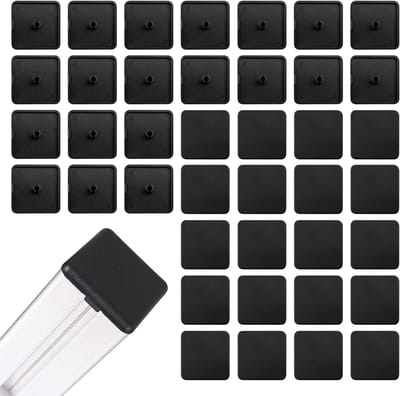 Set van 40 Eindkappen voor Aluminium Profielen 20 x 20 mm, Zwart, Kunststof Beschermkappen voor Aluminium Constructieprofielen en Vierkante Buizen, Stevig en Duurzaam, Eenvoudig te Monteren