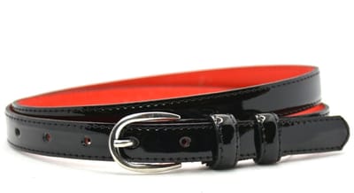 Damesriem zwart lak - 2 cm brede dames lakriem zwart - zwarte lakriem - 100% leder - maat 85 - totale lengte riem 100 cm