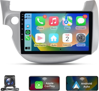 JUNSUN Autoradio Geschikt voor Honda FIT JAZZ 2007-2014 - Android 15 - Achteruitrijcamera - Draadloos Carplay & Android Auto - GPS-navigatiesysteem - Bluetooth - WiFi - Stuurwielbediening - 10-inch Touchscreen - RDS - USB