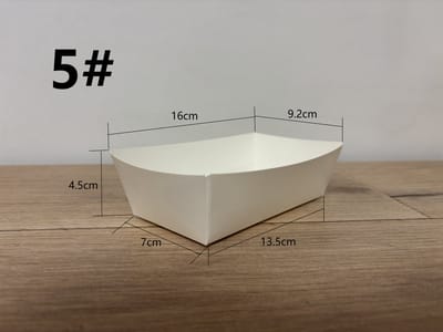 ATXANC 100 Stuks Witte Frietbakjes 5# - Milieuvriendelijke Kartonnen Snackbakjes - Duurzame Wegwerp Frietschalen - 16 x 9,2 x 4,5 cm - Voor Friet, BBQ, Feestjes, Picknick & Take-away