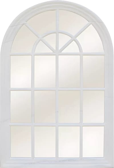 Vente-unique Raamspiegel MONTESQUIEU - Paulownia hout - 120 x 80 cm - Verouderd wit