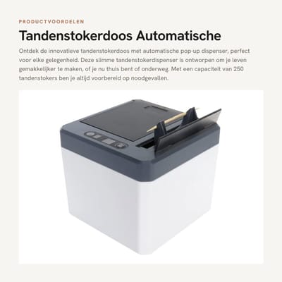 Dailygoods- Tandenstokerdoos Automatische Dispenser - Intelligente Inductie - Grote Capaciteit 250 Stuks - Infraroodsensor - Sluit Automatisch - ABS Materiaal - Tandenstokerdispenser
