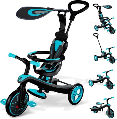 4-in-1 Schaalbare Dreirijder en Loopfiets voor Peuters - Geschikt van 10 maanden tot 5 jaar - Eendblauw