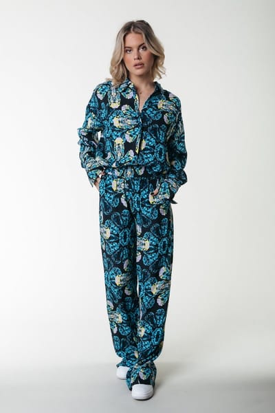 Colourful Rebel Melody Digital Flower Straight Pants- M