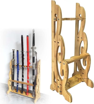 Houten zwaardstandaard - displayrek voor vechtsporten wapens, perfect voor Katana en lange zwaarden