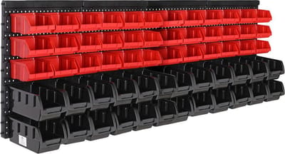 Deuba Wandrek - Stapelboxen 64 delig Gereedschaphouder 128x38 - Zwart