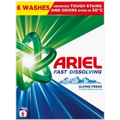 Poudre à laver Ariel à dissolution rapide Fraîcheur Alpine 330g (6 Lavages)