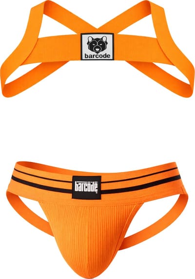 Barcode Berlin Multipack 1x Andreus Jockstrap + 1x Harness Leonsh Neonorange - MAAT S - Heren Ondergoed - Jockstrap voor Man - Mannen Jock