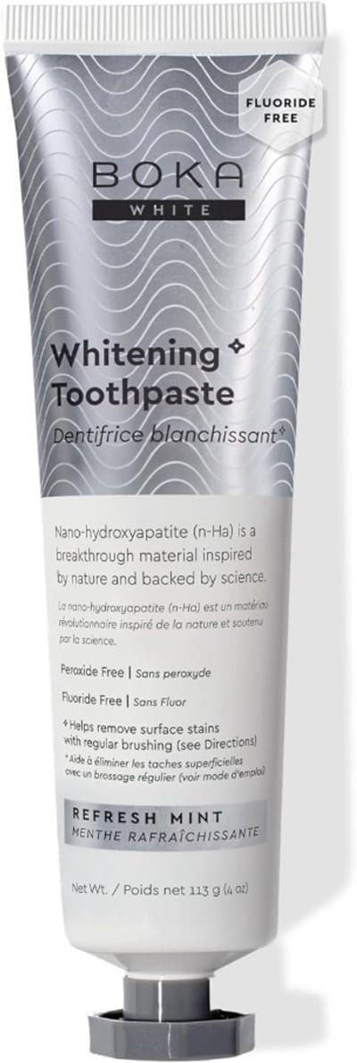 Boka Fluoride Free Toothpaste, Nano Hydroxyapatite Toothpaste, Appropriate for Sensitive Teeth, for Adult, Kids Oral Care - Whitening* Refresh Mint, 113 gr