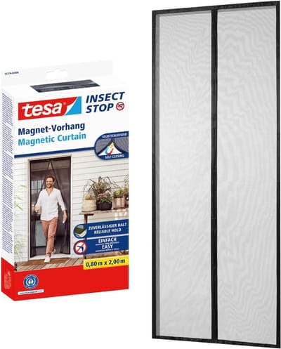 Magnetic Curtain Self Closing - Insect Repellent Curtain with Magnets for Balcony and Patio Doors - Easy Installation without Drilling - 2m x 0.8m - Keep Bugs Out Curtain, Screen Door