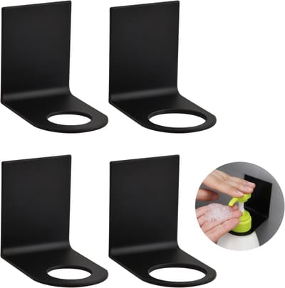 Set van 4 Zwarte Zeepdispenser Houder voor Badkamer, Ideaal voor Shampoo en Douchegel, Praktisch en Stijlvol