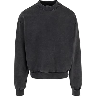 Urban Classics - Acid Washed Crewneck sweater/trui - S - Zwart