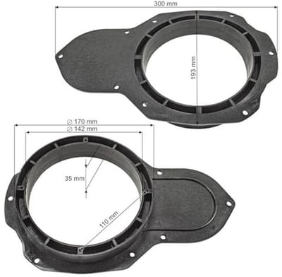 Luidspreker Ringen Adapter voor VW Passat 3C CC - Geschikt voor 165mm DIN Luidsprekers