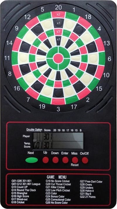 Elektronische Dartscorer - Scorebord Touchpad - Dartwedstrijden Bijhouden - 18 Speltypen - 15.2 x 26.7 cm - Zwart