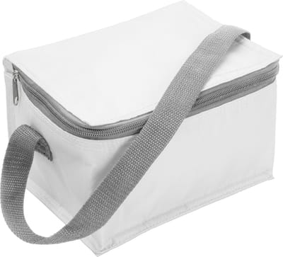 Kleine koeltas voor 6 blikjes - wit - met rits en draagband - Lunch-drankjes-medicijnen - 20 x 13 x 13 cm