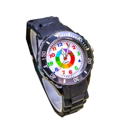 Regenboog Horloge – Horloge Jongens – Horloge Meisjes – Siliconen Bandje – Zwart