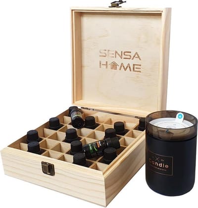 SensaHome 36 Vak Etherische Oliën Opbergdoos - Houten Oliebox voor 36 Essentiële Oliën | SensaHome Oliebox