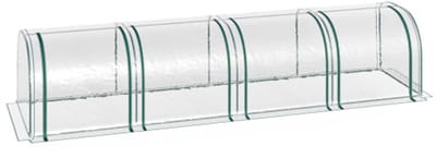 Tunnelkas, 4 ramen met rits, stalen frame, robuust zeildoek, transparant, 395 x 100 x 80 cm