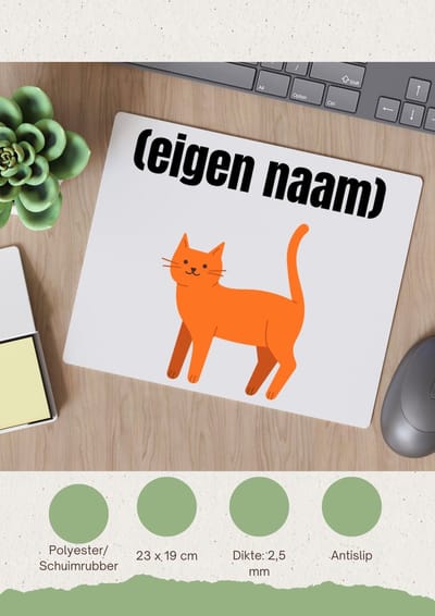 Akyol - kat met eigen naam Muismat - Katten - katten liefhebbers - iemand die houdt van katten - verjaardag - cadeau - kado - 23 bij 19 cm