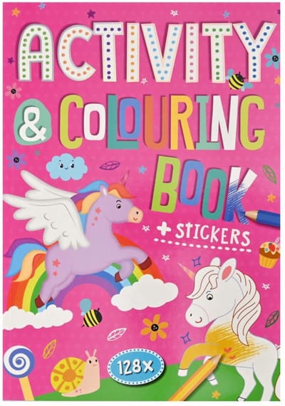 Eenhoorn Kleur- en activiteitenboek - Unicorn - 128 pagina's - Met stickers - A4 - Kleurboek - Tekenen - Kinderen - Cadeau - Activiteiten - Doeboek - Inkleuren - Kleurplaat - Colouring book - Jonyx