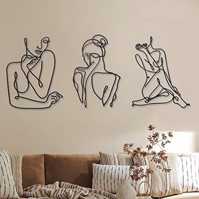 Minimalistische Muurdecoratie - Abstracte Vrouwelijke Lijntekening - 3 Delige Set