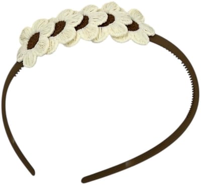 Diadeem blossem - bloemen - flower - khaki kleur diadeem - crème/bruin