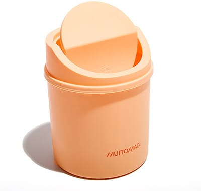 Muitomas Bureauprullenbak – Stijlvolle uitvoering - 2 liter – Compact - 15×18×14cm - Peach Fuzz