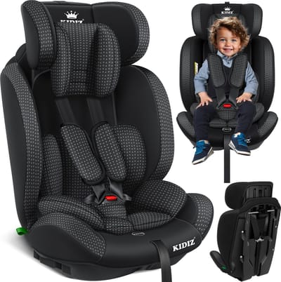 KIDIZ® kinderautostoeltje | kuip autostoeltje | 9 kg - 36 kg 1-12 jaar | groep 1/2 / 3 | universeel | goedgekeurd volgens ECE R44/04 | 6 verschillende kleuren | - Zwart