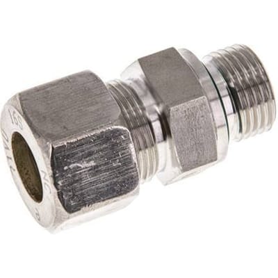 G 1/2'' Buitendraad x 16S RVS Rechte Knelfitting met FKM Afdichting 400 Bar DIN 2353 - FL2S-MO-STFP-012G-16-S