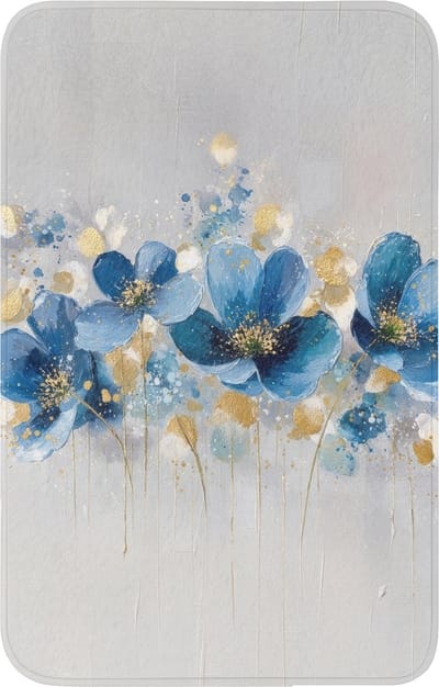 WC mat 50x80 cm - Antislip - Bloemen - Blauw - Abstract - Toiletmat - Vloermat - Douchemat - Toilet tapijt - Toiletmatten