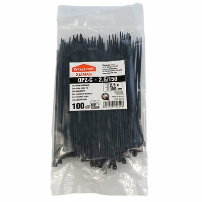 Zwarte kabelbinders 2,5 mm x 150 mm - 100 stuks