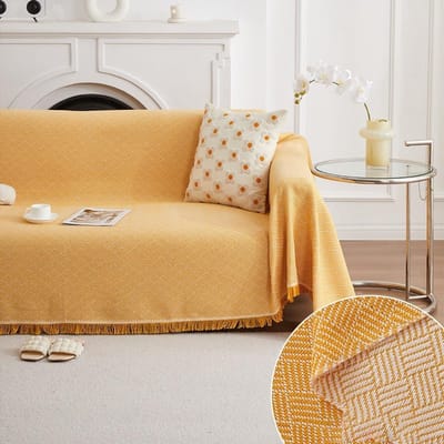Luxe Zachte Sofa Dekens, Dubbelzijdige Sofa Covers met Franje, Ideaal voor Huisdieren en Bescherming, 90 x 180 cm, Donkerbruin
