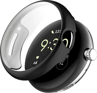 Strap-it Schokabsorberend TPU bescherm hoesje - soft case geschikt voor de grotere Google Pixel Watch 3 - 45mm (zwart)