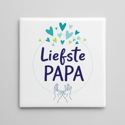 Liefdevolle Quote Keramische Tegel “Liefste Papa” – Hartverwarmend Vaderdag Cadeau, Familie Woondecoratie Tegel 15 x 15 cm