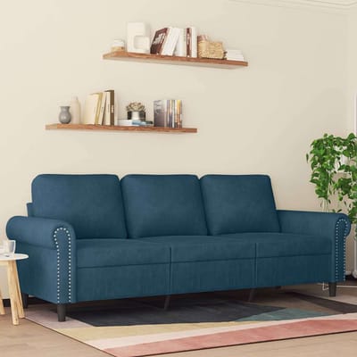 vidaXL - Driezitsbank - 180 - cm - fluweel - blauw