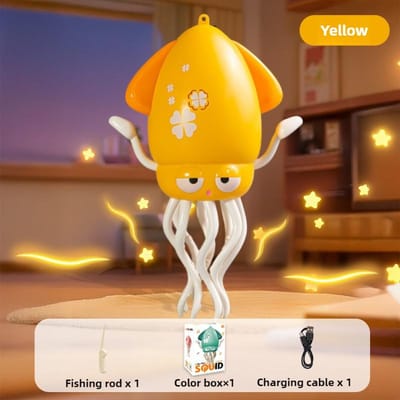 Elektrisch Dansende Inktvis Speelgoed voor Kinderen Geluid en Lichten Obstakel Ontwijking Kruipen Simulatie Octopus Baby Graaf Interactief Speelgoed geel