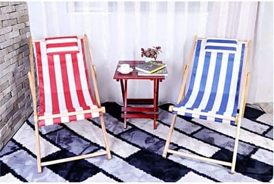 Opvouwbare Ligstoel - Buitenstoel Lounge - Ontspannen in de tuin - Massief houten frame - 128 cm lengte - Geel