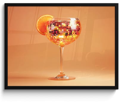 Fotolijst inclusief poster - Posterlijst 70x50 cm - Posters - Drank - Oranje - Glitter - Disco - Foto in lijst - Keuken decoratie muur - Wanddecoratie accessoires - Muurdecoratie - Schilderijen