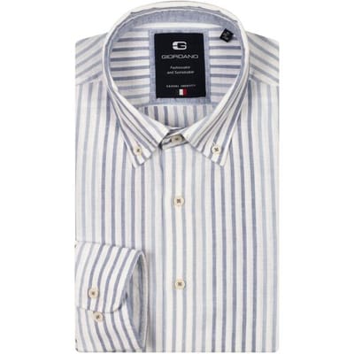 Giordano Overhemd Loretto Cotton Linnen Stripe Button-Down Licht Blauw / male