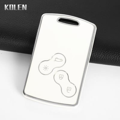 Coque de protection pour clé de voiture en TPU pour Renault Kaptur Captur Logan Laguna Zoe Koleos Danilo Nema Fluence Megane 2 3 Clio Scenic Duster white