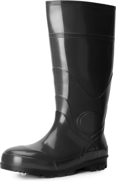 Ladeheid Heren Regenlaarzen - Thermo Rubber Laarzen Warm met Manchet Voering - PVC - LA-LMG-914-Bart - Zwart - 45