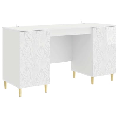 vidaXL - Bureau - Hoogglans - Wit - 142,5 - x - 50 - x - 75 - cm - Bewerkt - hout