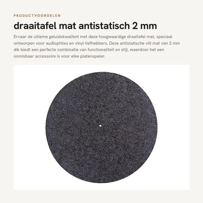 Dailygoods- Draaitafel Mat 295 mm - Antistatisch - Antislip - Anti-vibratie - Audiophile - Verbeterde Geluidskwaliteit - Platenspeler Mat