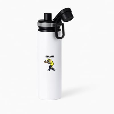 Hacebo® - Cricket met eigen naam waterfles met draaidop grijs - Cricket - Cricketer - Sport - water fles - 850ML
