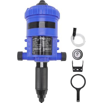 Injecteur d'engrais à filetage externe G3/4 Doseur de liquide chimique réglable 0,1 ?Engrais à 0,9 % blue