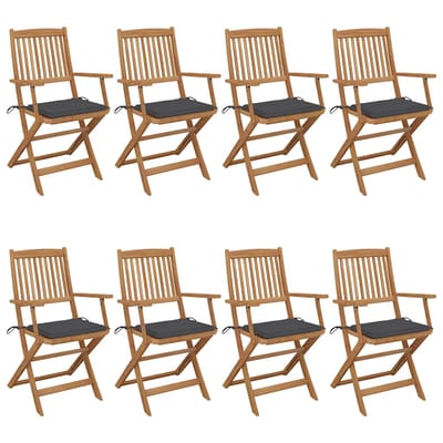vidaXL - Inklapbare - stoelen - 8 - st - met - kussens - massief - acaciahout