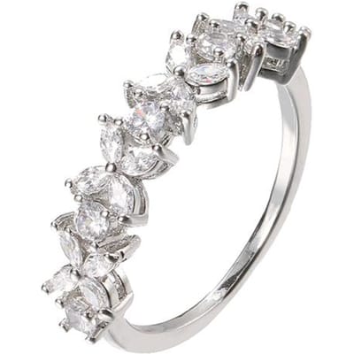 Emmaya Ingenieuze Bloemen Vorm Nobele Design Ring Voor Vrouw Aaa Zirkonia Mode Sieraden Banket Charmant Aantrekkelijk Cadeau 8 witgouden kleur