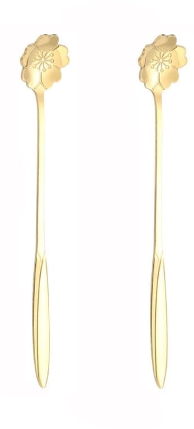 Dailygoods- Koffielepels 10 Stuks - Roestvrij Staal - Dessertlepel/Theelepel - Mini Soeplepel - Kersenbloesem/Rozen - Voor Koffie/Thee - Bestekset
