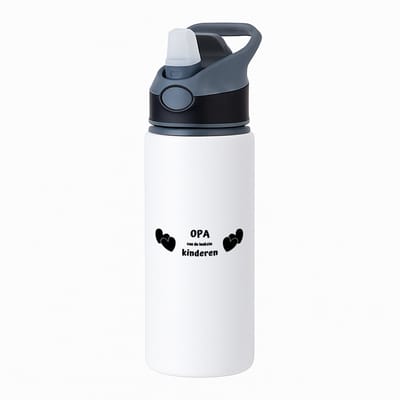 Hacebo® - opa van de leukste kinderen waterfles met rietje zwart - Opa - de leukste opa - verjaardag - cadeau voor opa - kado - geschenk - water fles - 650ML